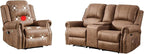 EBELLO 2-Piece Manual Recliner Sofa Set, Faux Leather Message Single Recliner - Image 9