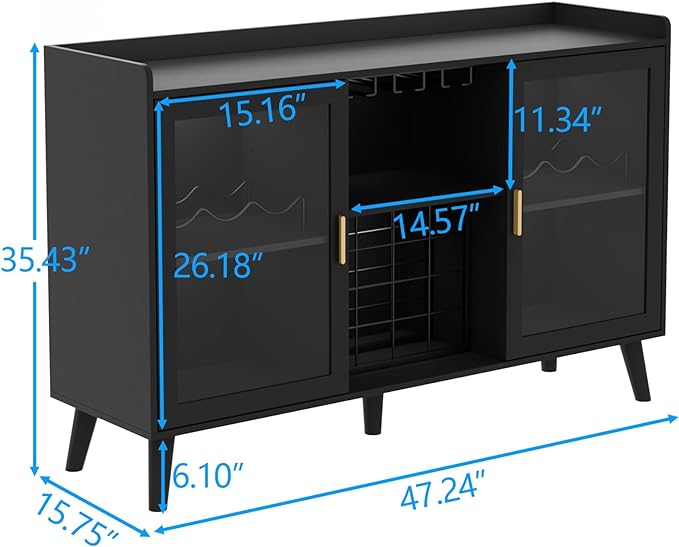 Loomie Wine Bar Cabinet with LED Light, Home Coffee Cabinet with Wine Rack and - Image 2