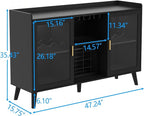 Loomie Wine Bar Cabinet with LED Light, Home Coffee Cabinet with Wine Rack and - Image 2
