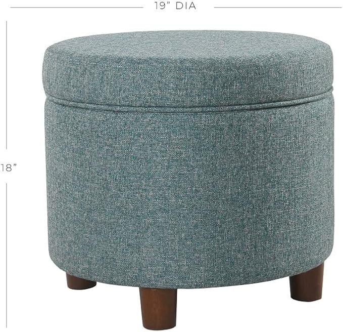 Homepop Home Decor | Upholstered Round Storage Ottoman | Ottoman - Image 3