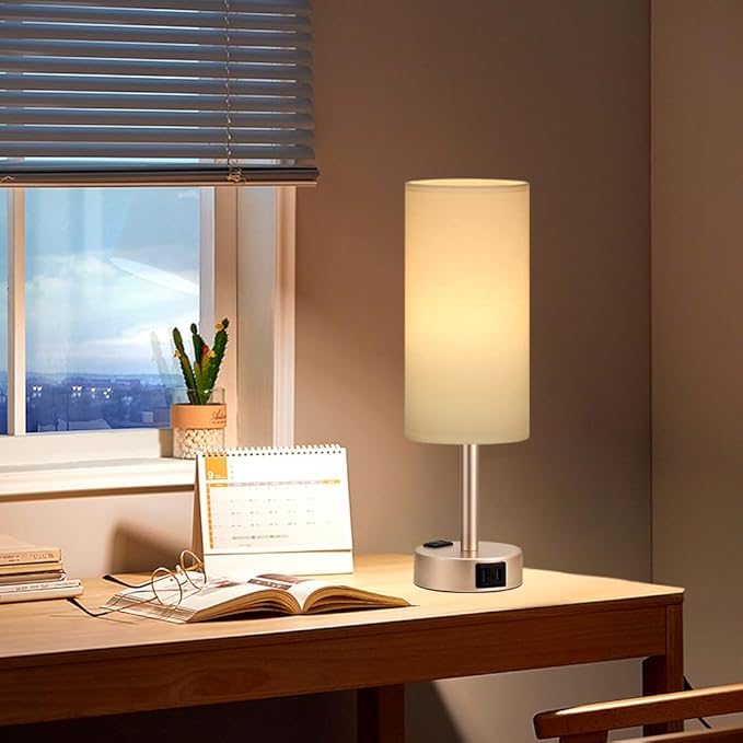 Antique White Bedside Table Lamp - Image 7