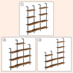 HOOBRO DIY Ladder Shelf, 5-Tier Wooden Wall Mounted Bookshelf, Narrow Bookcase - Image 7