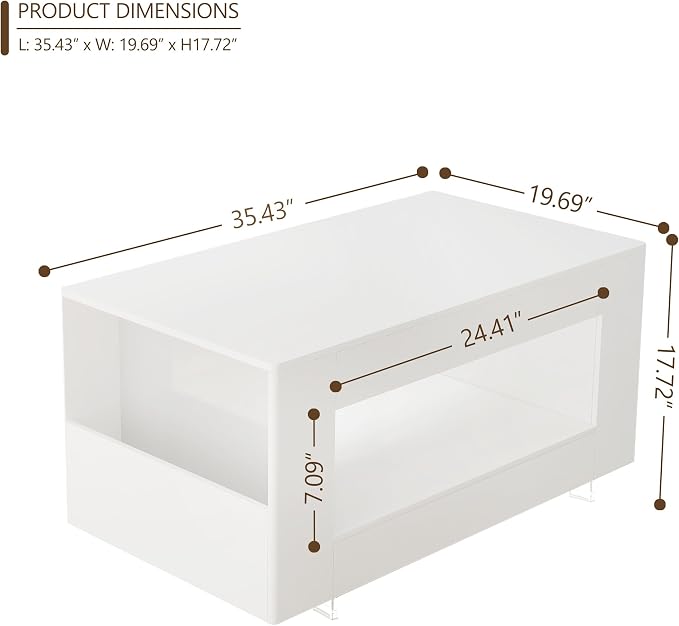 35" High Gloss Wood Coffee Table - Image 2