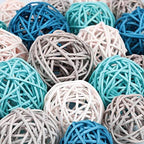 Wicker Ball Orbs,Dark Blue, Sky Blue, Gray, White,2.8'',2.4'',2'',1.6'' - Image 2
