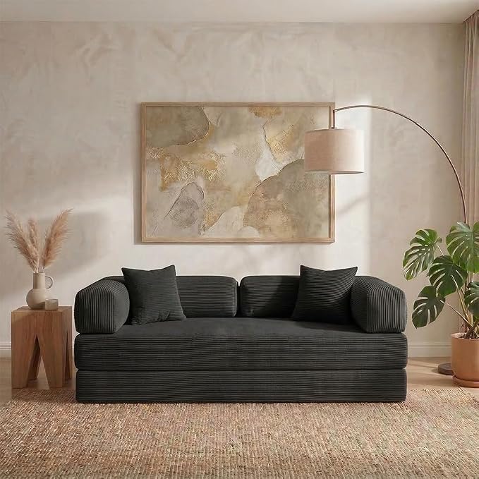 78" 4-in-1 Convertible Sofa Bed, Boneless Corduroy Sleeper Couch - Image 8