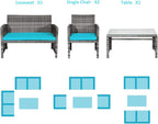 Tangkula 4 PCS Wicker Patio Conversation Set, Outdoor Rattan Sofas - Image 8