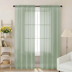Sage Green Sheer Curtain for Bedroom Living Room 72 Inches Long 2 Panels Set by WelvetBLK