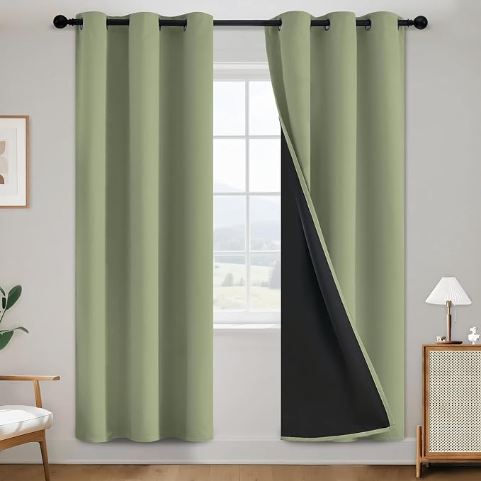 SimpleHome Sage 100% Blackout Curtains Room Darkening Living Room 72 Inch | by SimpleHome
