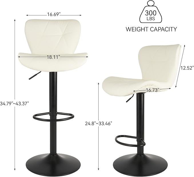 Nalupatio Modern Bar Stools Set of 4, Adjustable Faux Leather Upholstered - Image 2