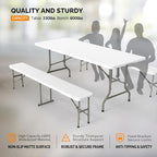 VINGLI Picnic Table Set with 2 Benches, 6 Feet Camping Table Chair Set - Image 3