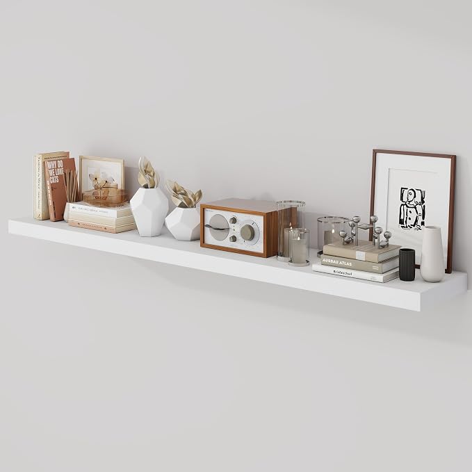 Acovy 55 Inch Floating Shelves, 9.3" Deep Floating Shelf Wall Mounted, Rustic by Acovy
