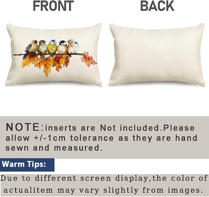RABUSOFA Fall Pillow Covers 12x20 Inch Bird Autumn Decorations - Image 7