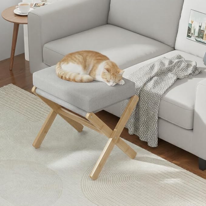 BAMBOOHOMIE Foldable Foot Stool Ottoman, Modern Foot Rest - Image 8