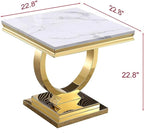 Henf Marble End Table Modern White Faux Marble Sofa Side Table - Image 2