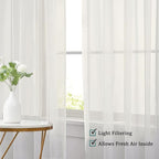 Chyhomenyc Extra Long Sheer Curtains 120 Inch, 2 Panels, Ivory | Light Filtering - Image 7