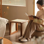 Japanese Style Wood Rattan Stool Side Table Multi-Functional Shoe Bench Night - Image 5