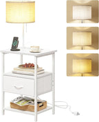 Fixwal Bedside Table with 3 Color Temperatures Bulb Attached, Nightstand with by Fixwal