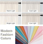 Cream Valances for Windows, Cream Sheer Curtains 14 Inch Length 2 Pack Kitchen - Image 6