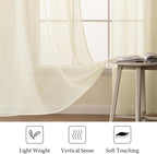 MIULEE Light Cream Sheer Curtains 54 X 72 Inches, 2 Panels | Solid Color - Image 4