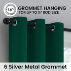 SimpleHome Dark Green 100% Blackout Curtains Room Darkening Living Room 72 | - Image 6