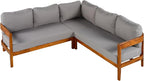 VilroCaz Outdoor Patio Furniture Set, L-Shaped Acacia Wood Sectional Sofa - Image 5