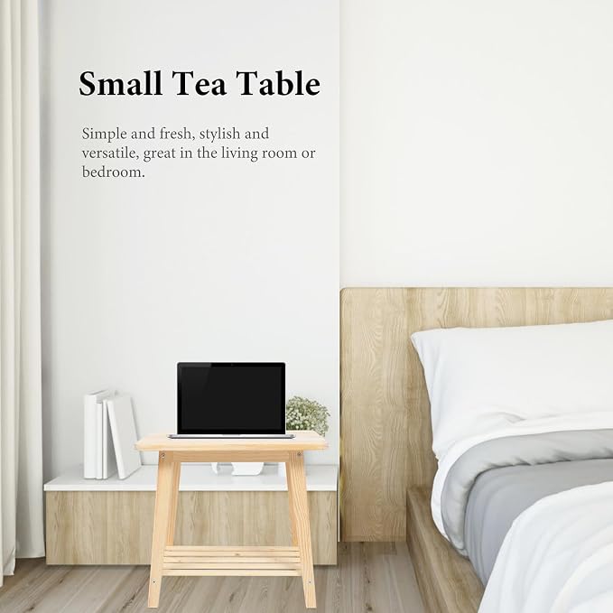 KESYOO Nordic Style Small Sofa Corner Table Solid Wood Bedside Shelf Minimalist - Image 5
