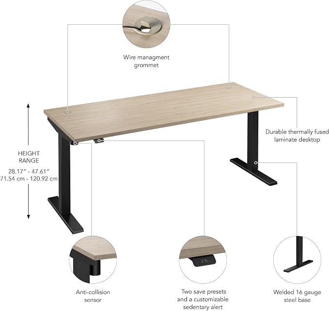 Bush Business Furniture 72-inch Electric Height Adjustable Standing Desk - Image 7