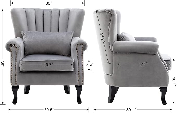 Velvet Accent Chairs Set of 2 - Image 3
