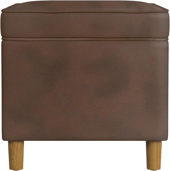 HomePop - Dinah 24" Storage Ottoman- Brown Faux Leather - Image 6
