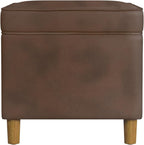 HomePop - Dinah 24" Storage Ottoman- Brown Faux Leather - Image 6