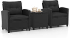 HAPPYGRILL 3 Pieces Wicker Patio Conversation Set, PE Rattan Bistro Sofa Set by HAPPYGRILL