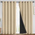 Yakamok Beige 100% Blackout Curtains 84 Inches Long by Yakamok