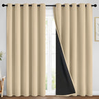 Yakamok Beige 100% Blackout Curtains 84 Inches Long by Yakamok