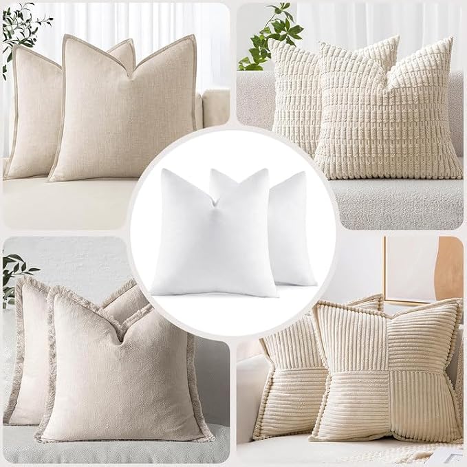 MIULEE 20x20 Pillow Inserts, Double-Layer Down-Proof Cotton Cover, Decorative - Image 7
