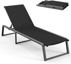 Aluminum Chaise Lounge Chair Outdoor, Foldable& No Assembly Patio Pool Lounge by Oasbira