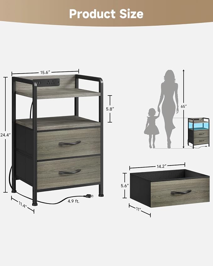 Lazzanto Night Stand Bedside Charger Bedroom - Image 3