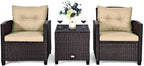 COSTWAY 3PCS Patio Furniture Set, PE Rattan Wicker Sofa w/Washable Cushion and - Image 8