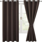 Blackout Curtains for Bedroom, 52 x 63 Inches Length Brown 2 Panels | Thermal by Hiasan