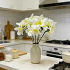 10pcs White Artificial Flowers Fake Plumeria Flower with Stems Silk Flower - Image 5