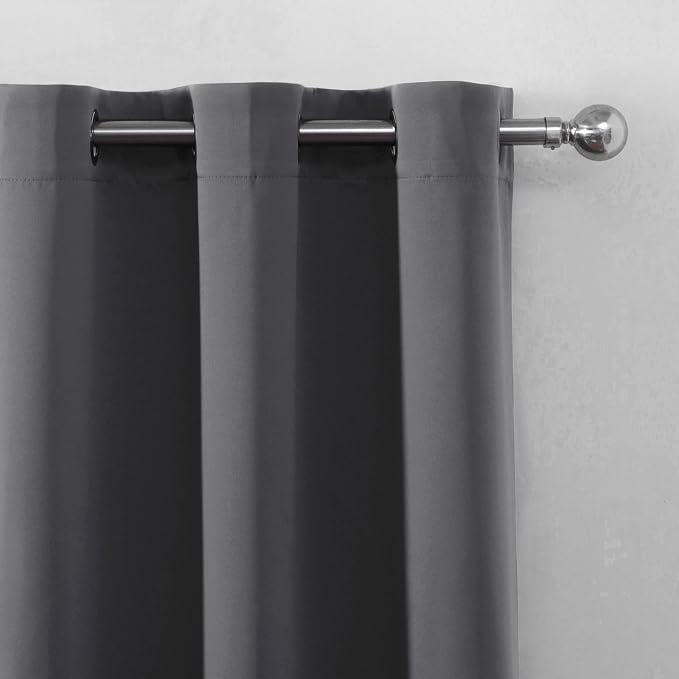 Blackout Curtains 52 x 90 Inch Long Frost Grey Curtains Set of 2 Panels Room - Image 6