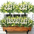 RECUTMS Artificial Flowers for Outdoors,White Yellow Fake Flowers Plants by RECUTMS