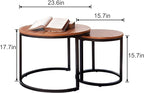 aboxoo Coffee Table Nesting Side Round Set of 2 End Table Top Sturdy Metal - Image 3