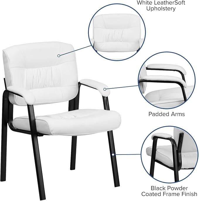 Flash Furniture Haeger White LeatherSoft Executive Side Reception Chair - Image 4