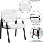 Flash Furniture Haeger White LeatherSoft Executive Side Reception Chair - Image 4