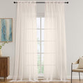 Cream Sheer Curtains 120 Inches Long 2 Panels Set, 59 Inch Extra Wide Soft Airy by OVZME