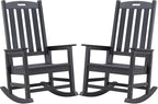 Psilvam Oversized Outdoor Rocking Chair Set of 2, HDPE Porch Rocker Chairs by PsilvamGardenFurniture