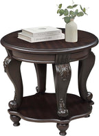 Round End Table for Living Room, Solid Wood Sofa Side Table by FGXJY
