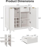 Fluted Coffee Bar Cabinet with Storage, Modern Sideboard Buffet Cabinet with - Image 2