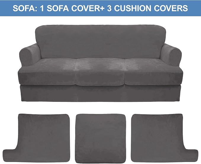 CUCRAF Cushion Sofa Cover 4 Piece Slipcovers, Soft Thick Velvet Couch Cover - Image 5