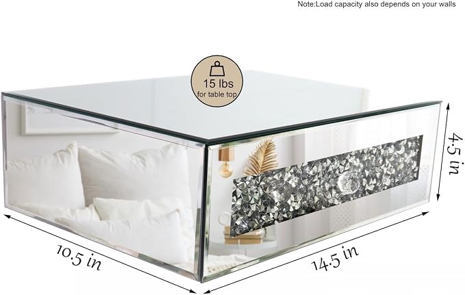 Mirrored Floating Bedside Nightstand - Image 2